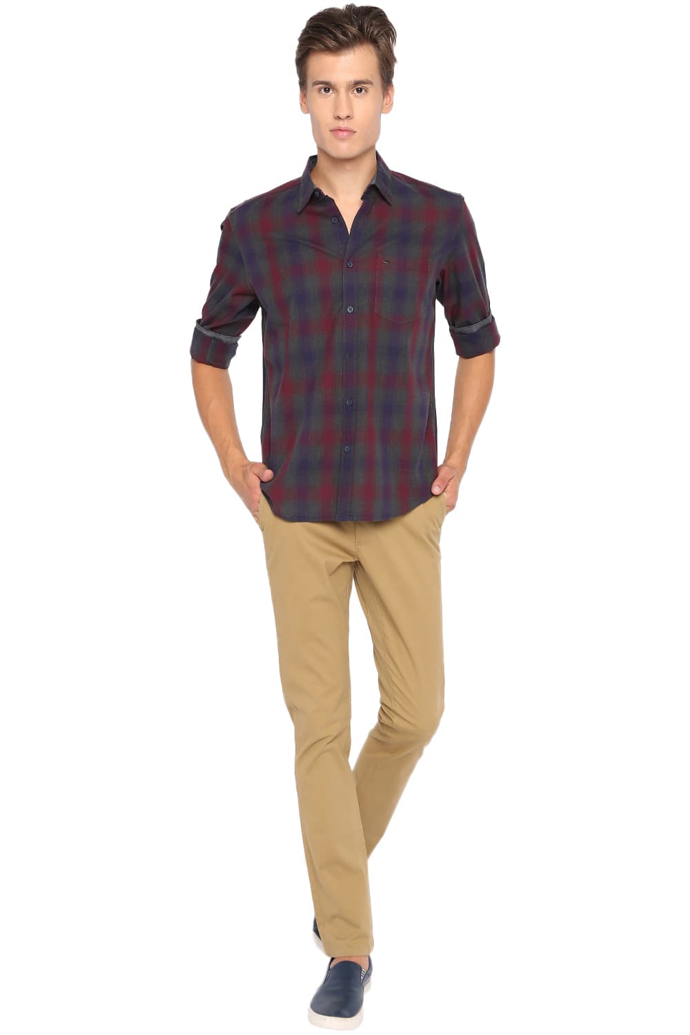 BASICS SLIM FIT CHECKS SHIRT