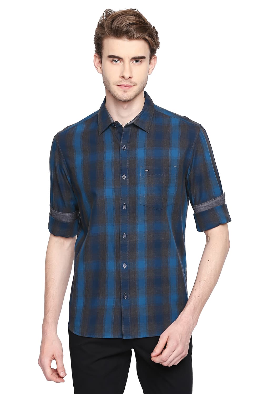 BASICS SLIM FIT CHECKS SHIRT