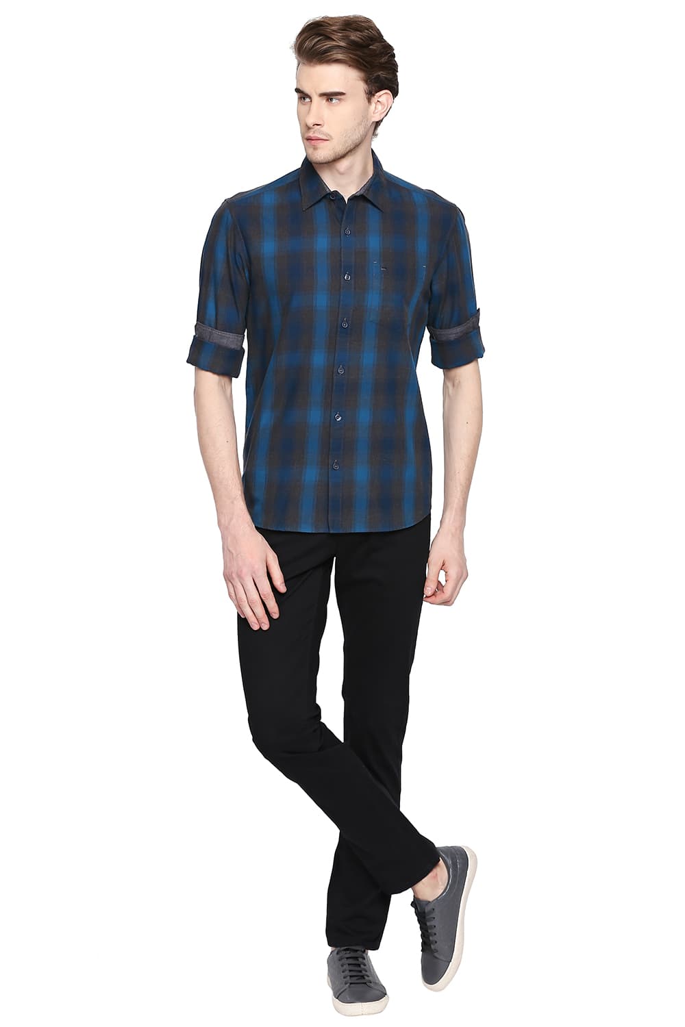 BASICS SLIM FIT CHECKS SHIRT