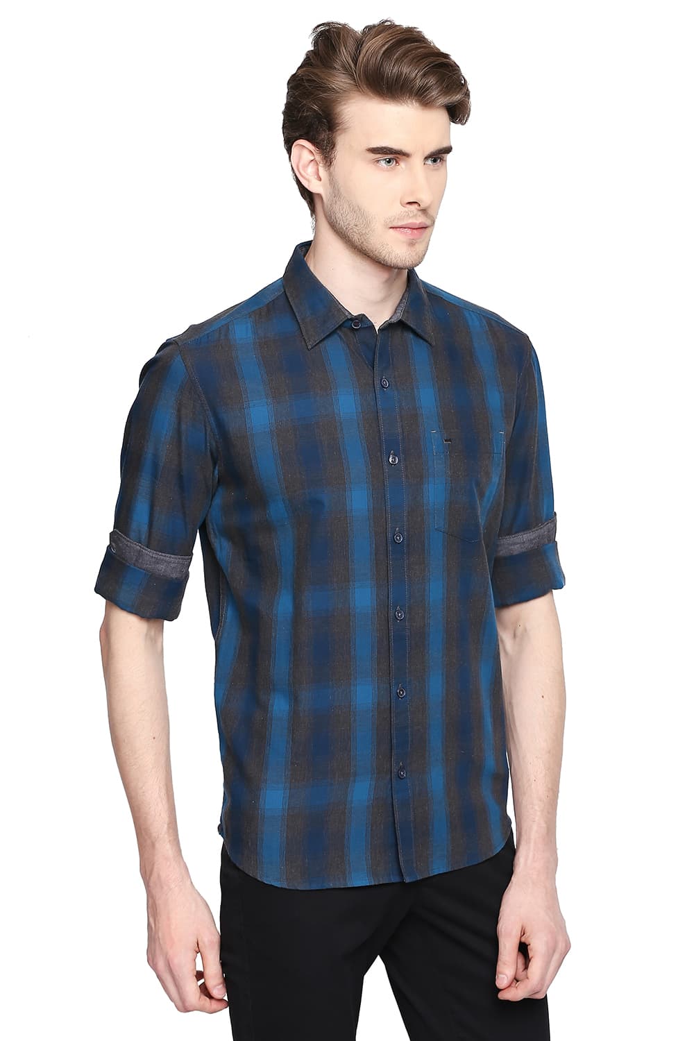 BASICS SLIM FIT CHECKS SHIRT