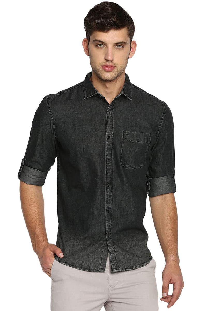 BASICS SLIM FIT DENIM SHIRT