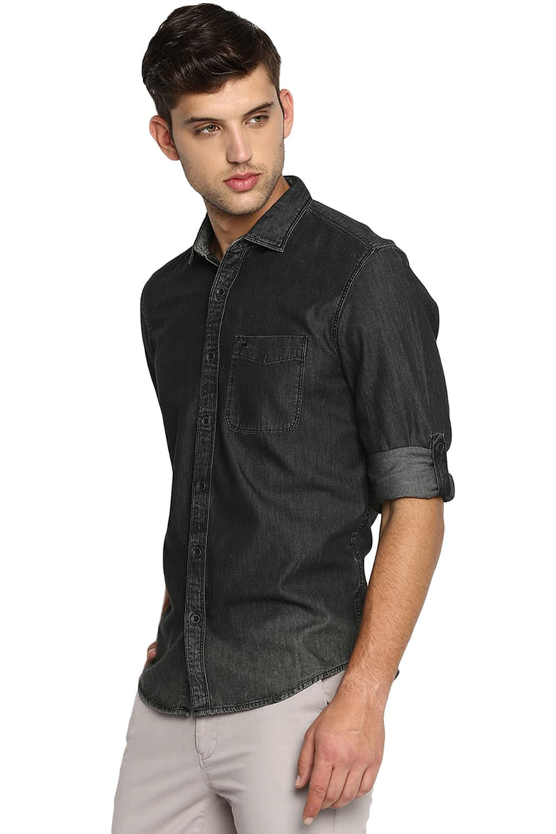 BASICS SLIM FIT DENIM SHIRT