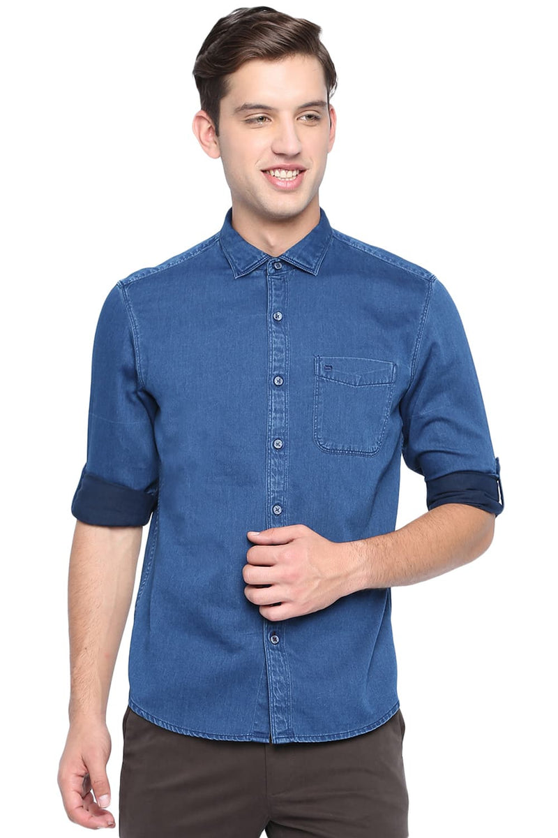 BASICS SLIM FIT DENIM SHIRT