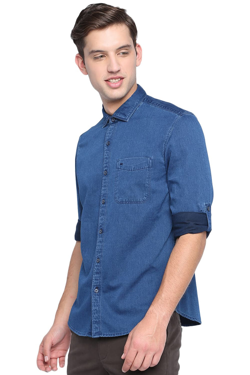 BASICS SLIM FIT DENIM SHIRT