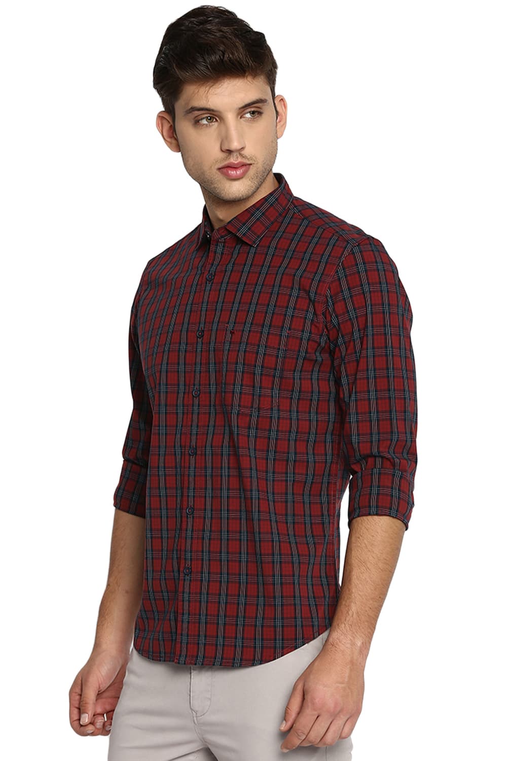 BASICS SLIM FIT CHECKS SHIRT