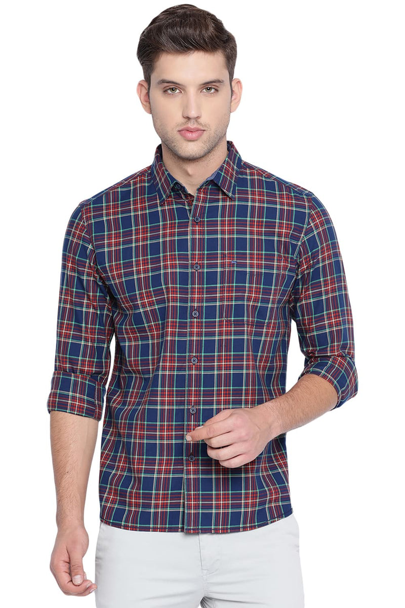 BASICS SLIM FIT CHECKS SHIRT