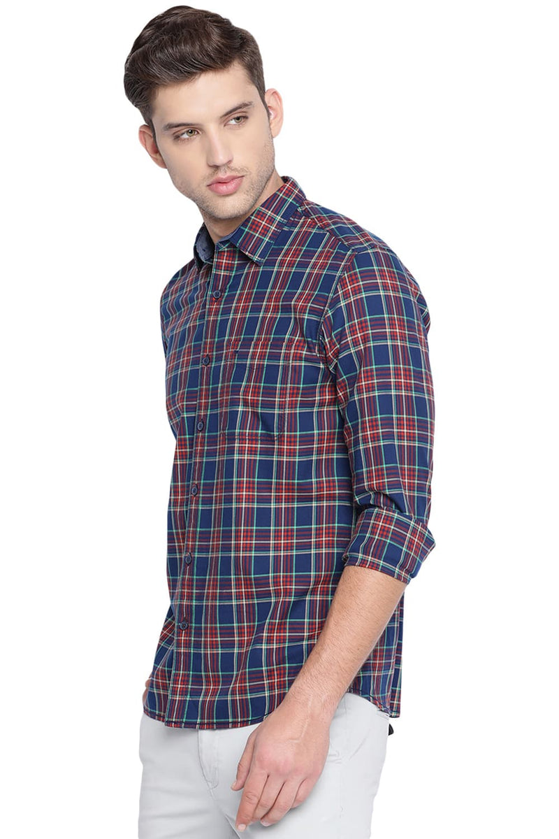 BASICS SLIM FIT CHECKS SHIRT