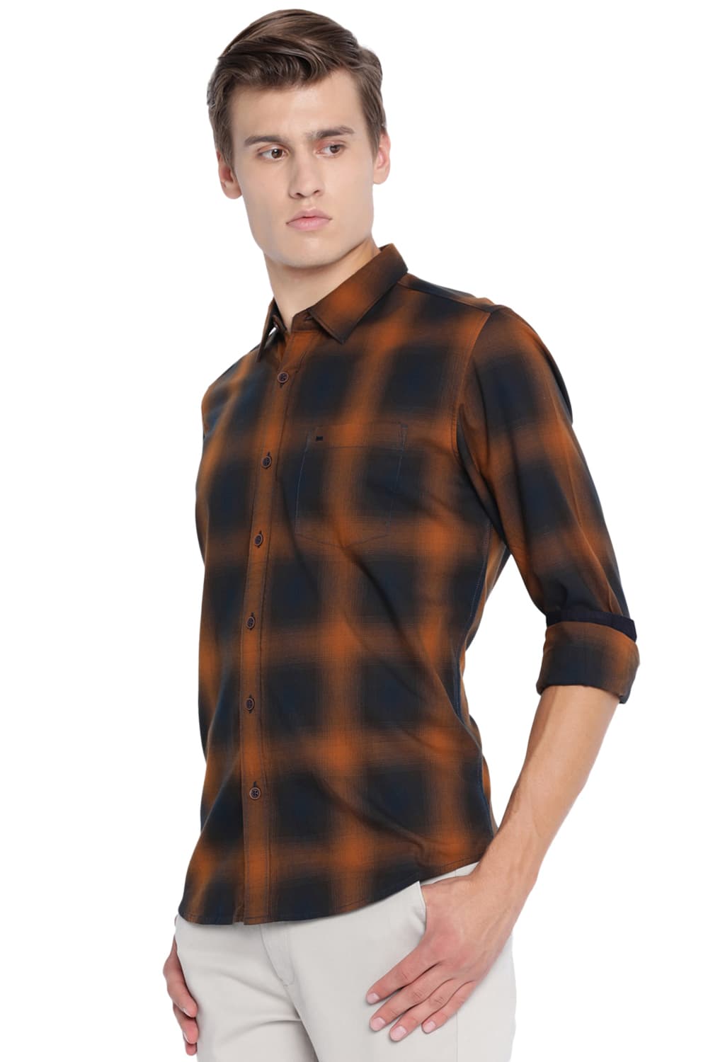 BASICS SLIM FIT CHECKS SHIRT