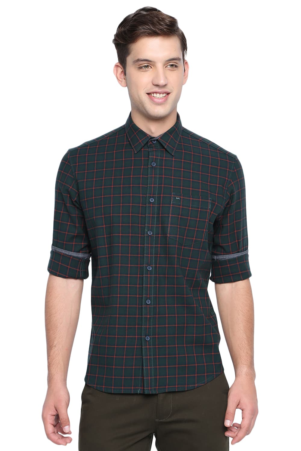 BASICS SLIM FIT CHECKS SHIRT