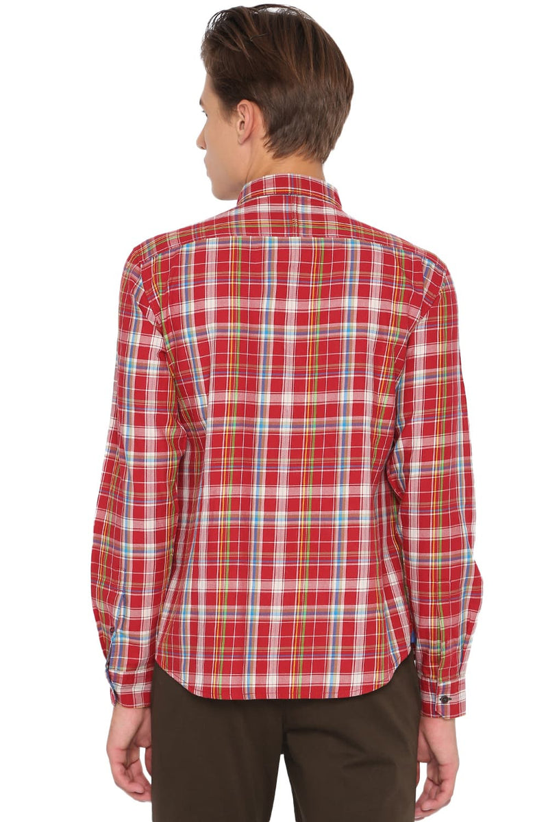 BASICS SLIM FIT TWILL CHECKS SHIRT