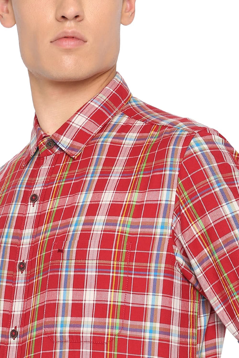 BASICS SLIM FIT TWILL CHECKS SHIRT