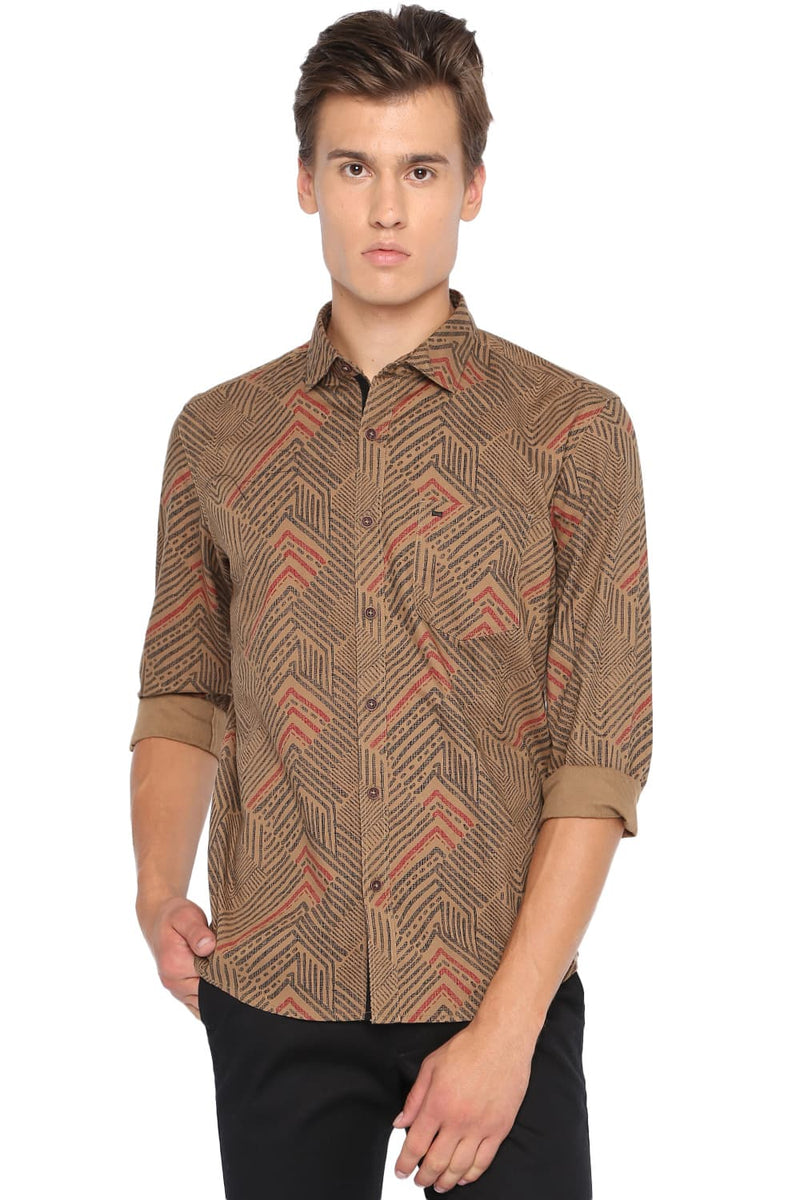 BASICS SLIM FIT PRINTED SHIRT