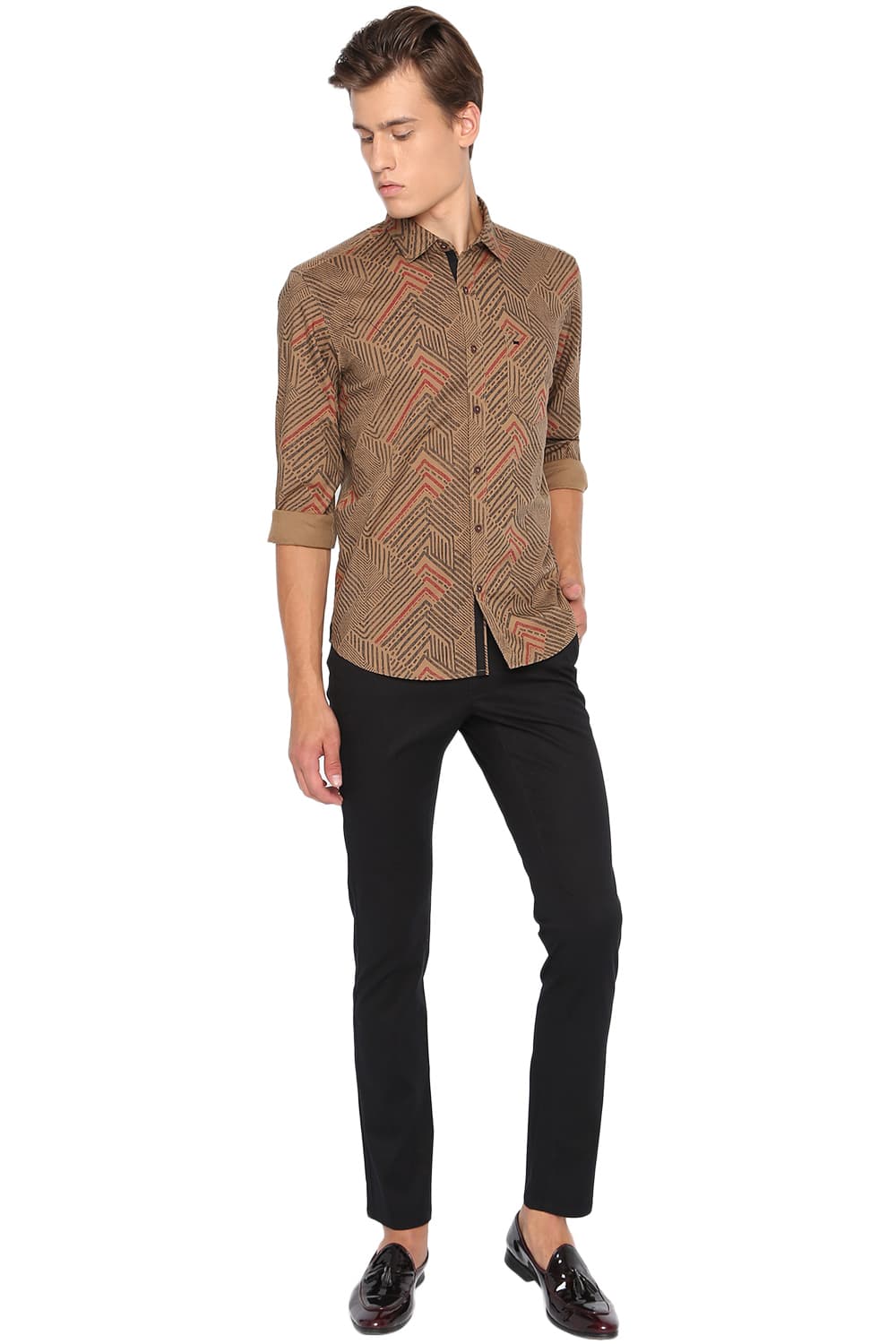 BASICS SLIM FIT PRINTED SHIRT