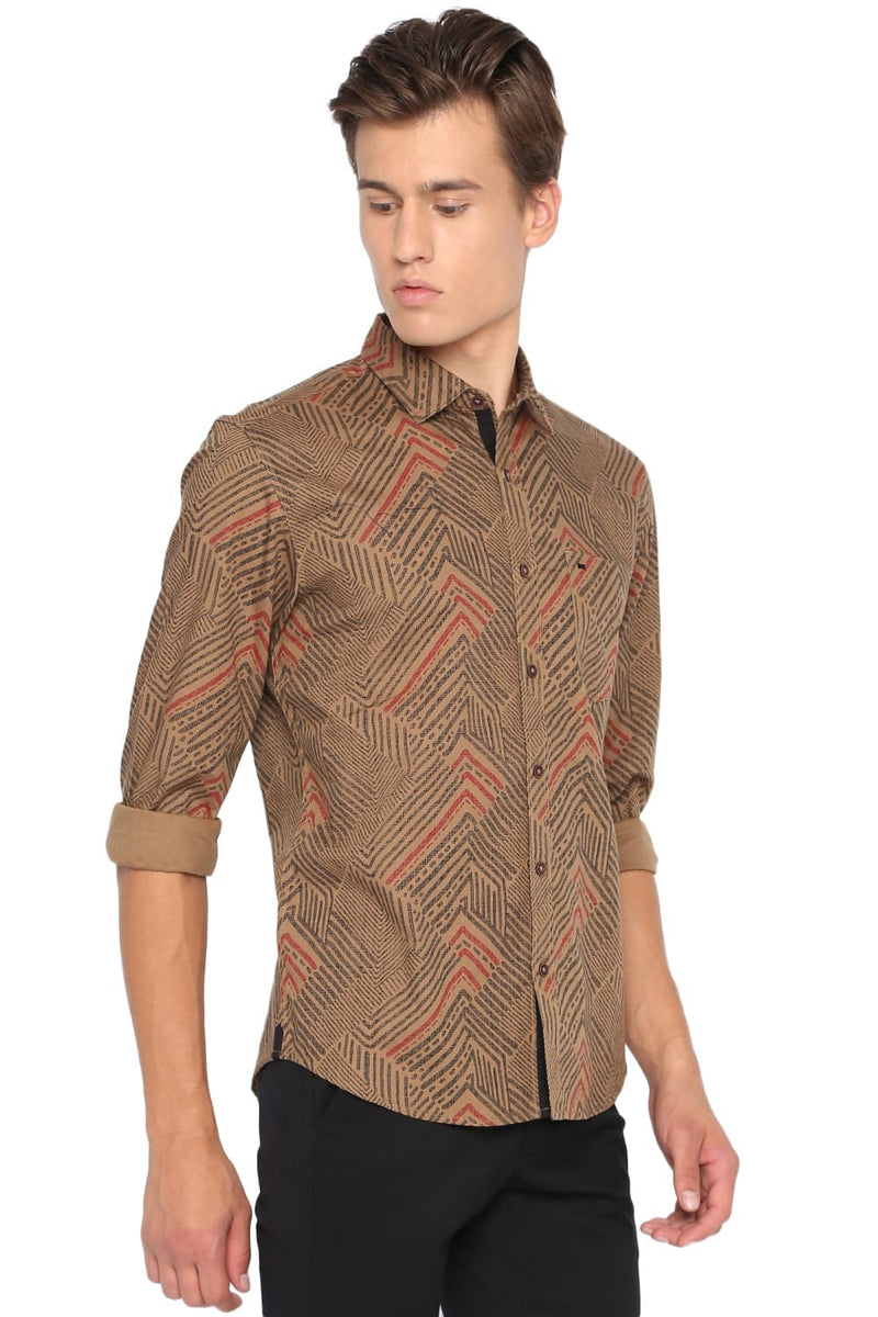 BASICS SLIM FIT PRINTED SHIRT