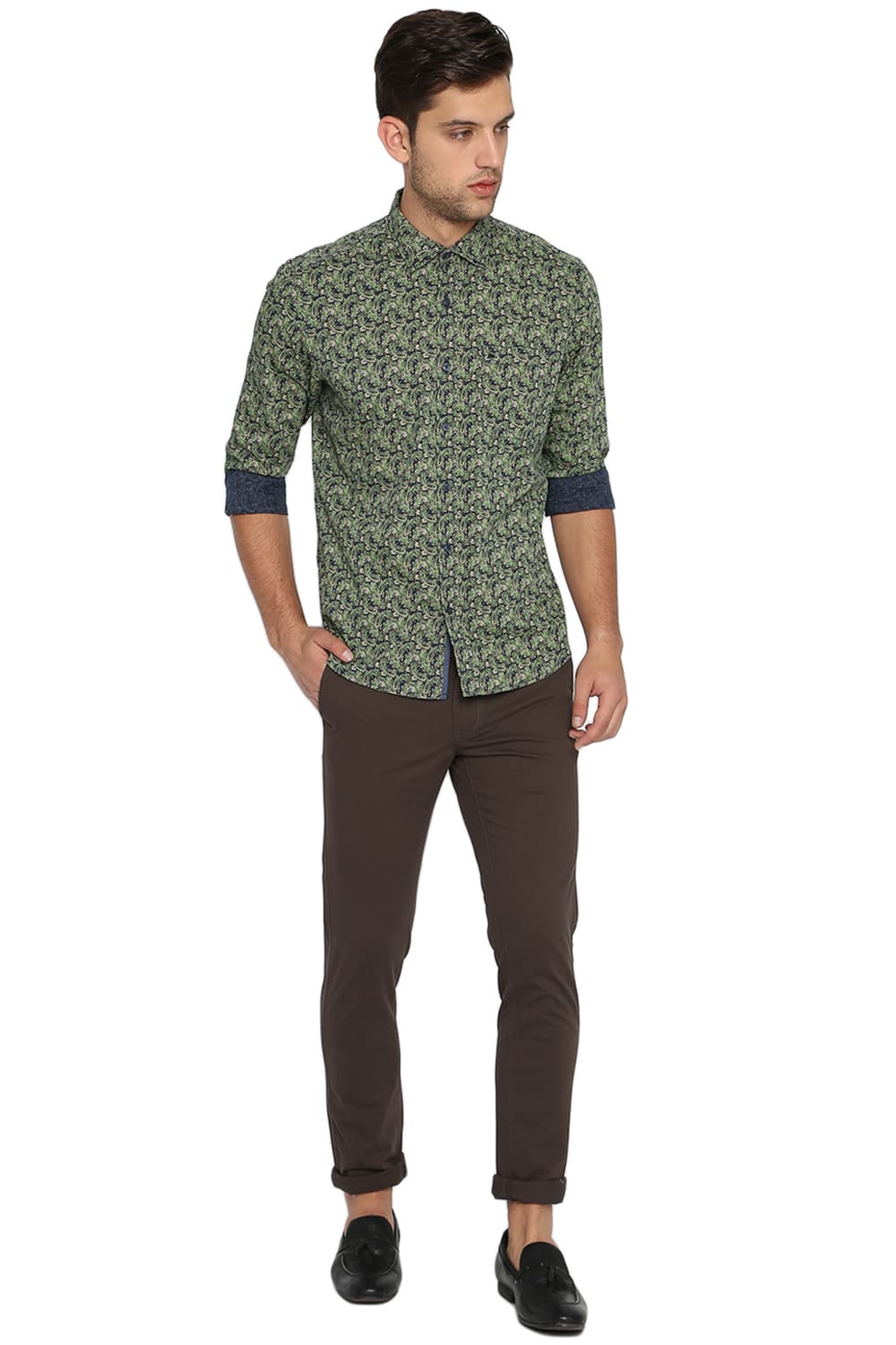 BASICS SLIM FIT PRINTED SHIRT