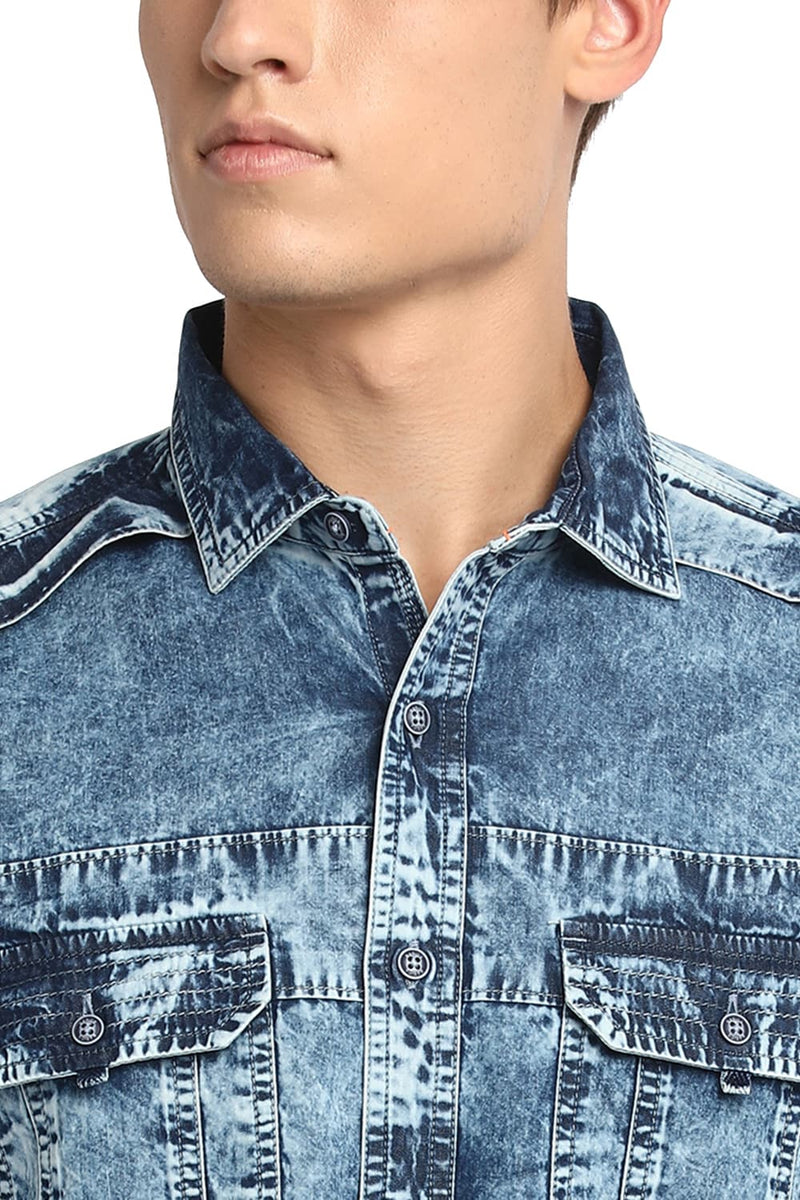 BASICS SLIM FIT DENIM SHIRT