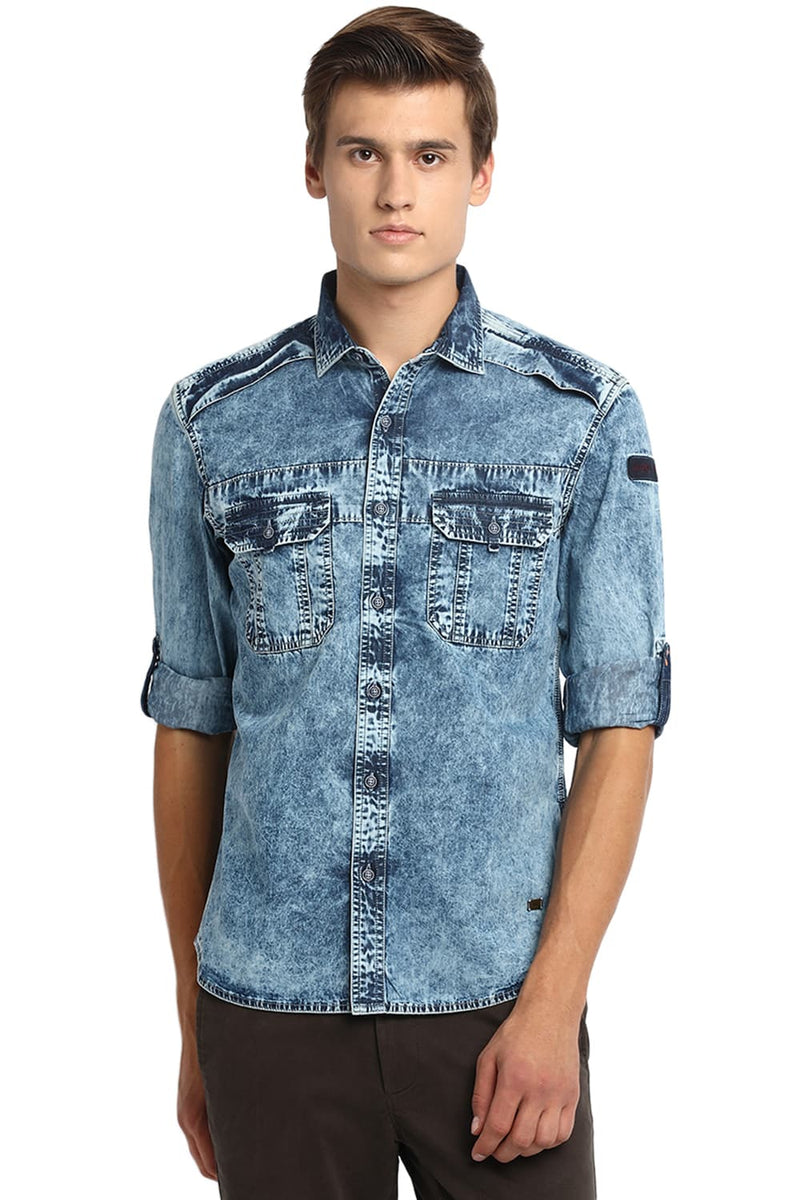 BASICS SLIM FIT DENIM SHIRT