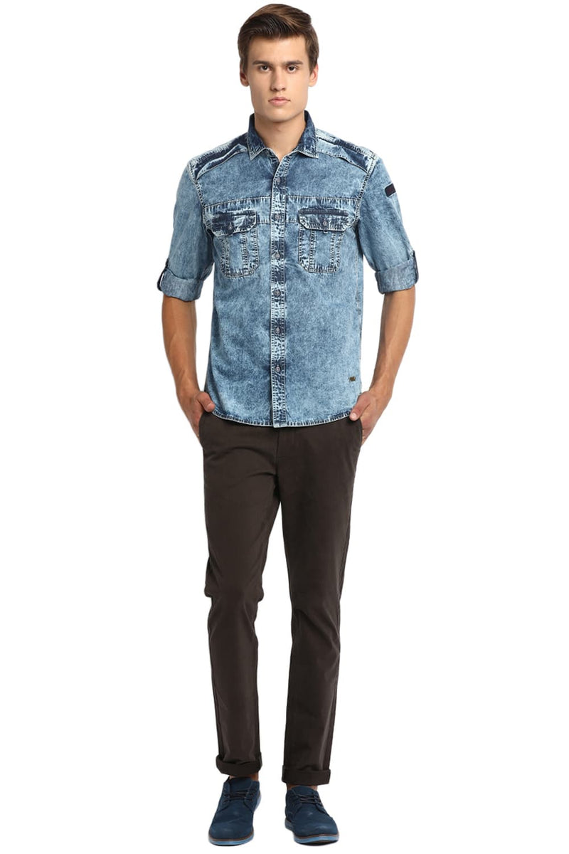 BASICS SLIM FIT DENIM SHIRT