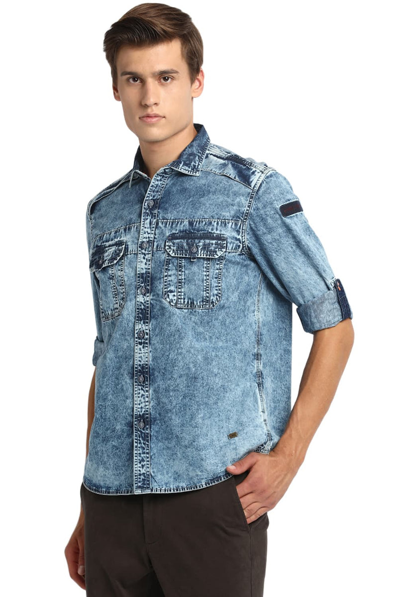 BASICS SLIM FIT DENIM SHIRT