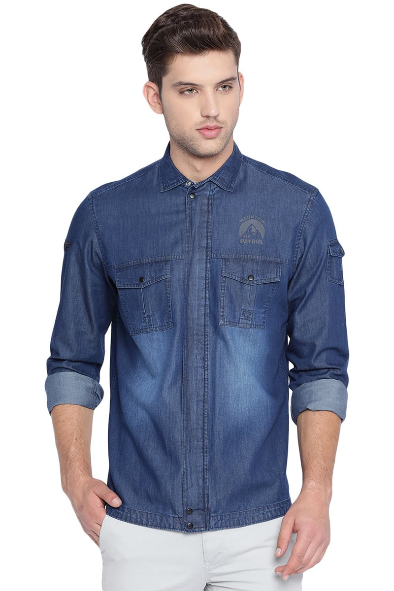 BASICS SLIM FIT DENIM SHIRT