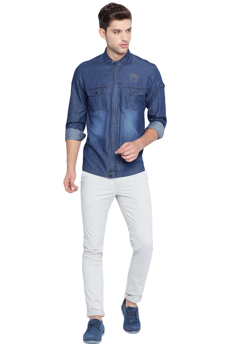 BASICS SLIM FIT DENIM SHIRT