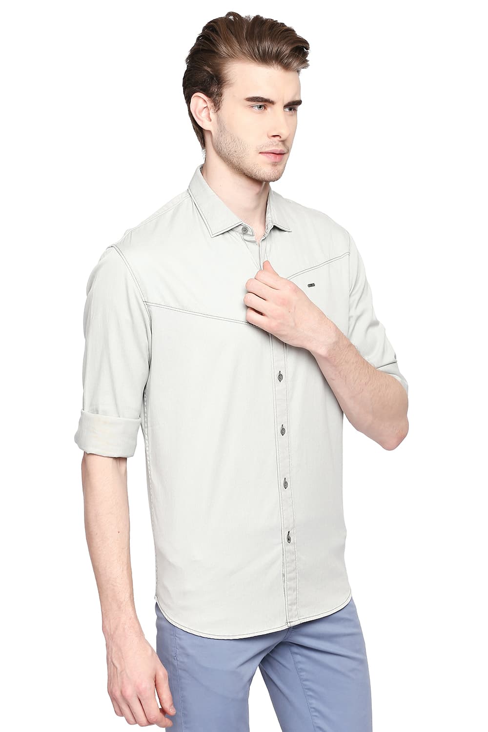 BASICS SLIM FIT DENIM SHIRT