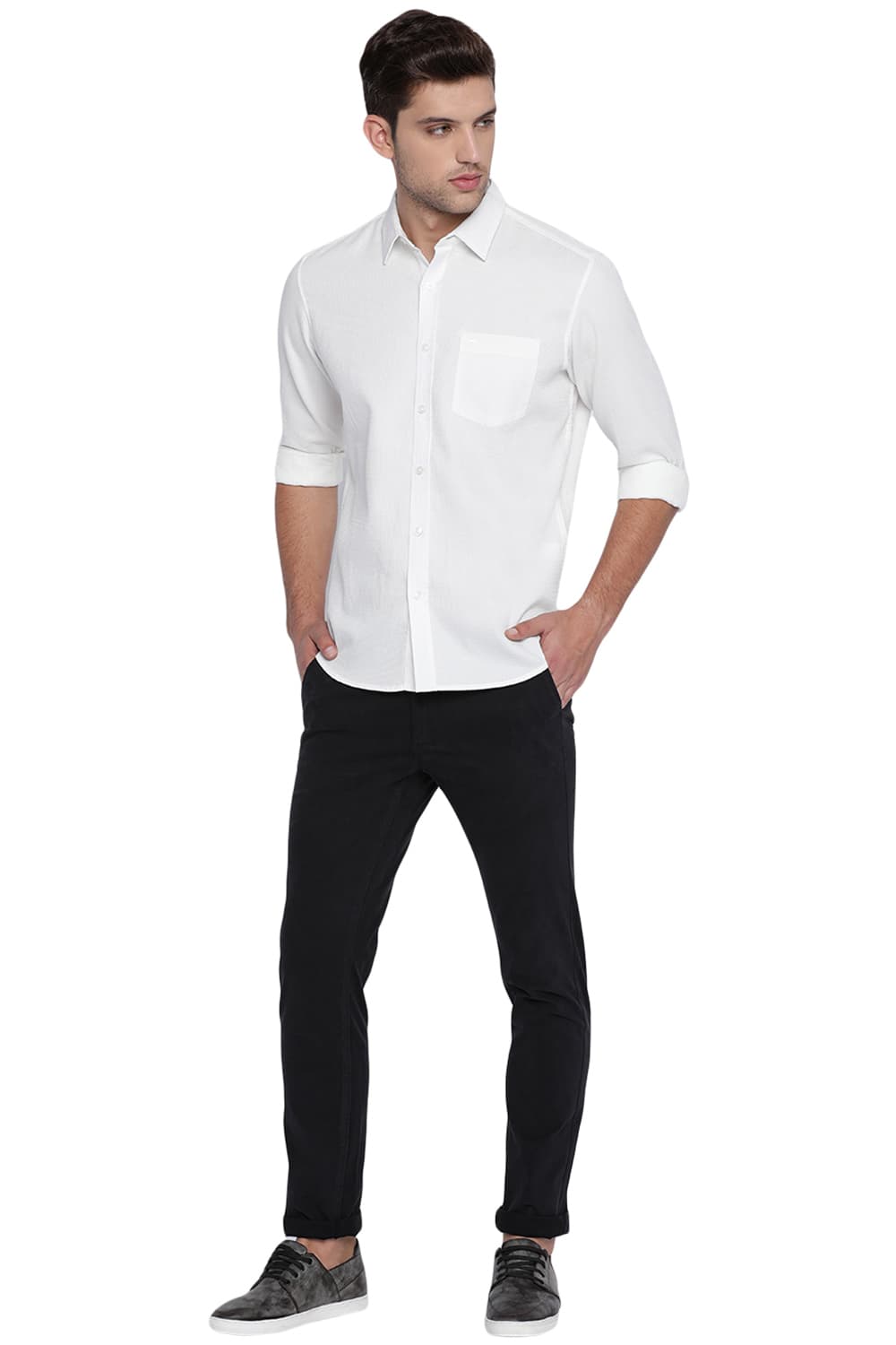 BASICS SLIM FIT STRUCTURE SHIRT