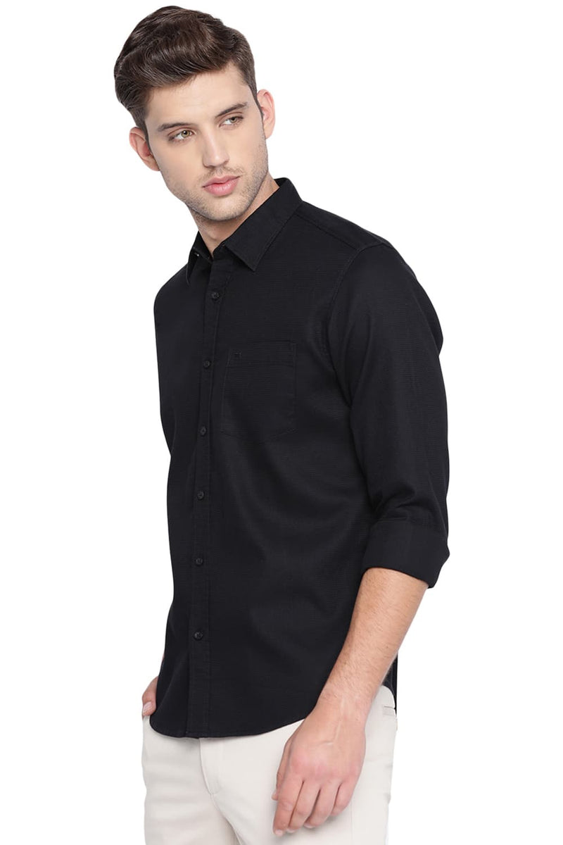 BASICS SLIM FIT STRUCTURE SHIRT