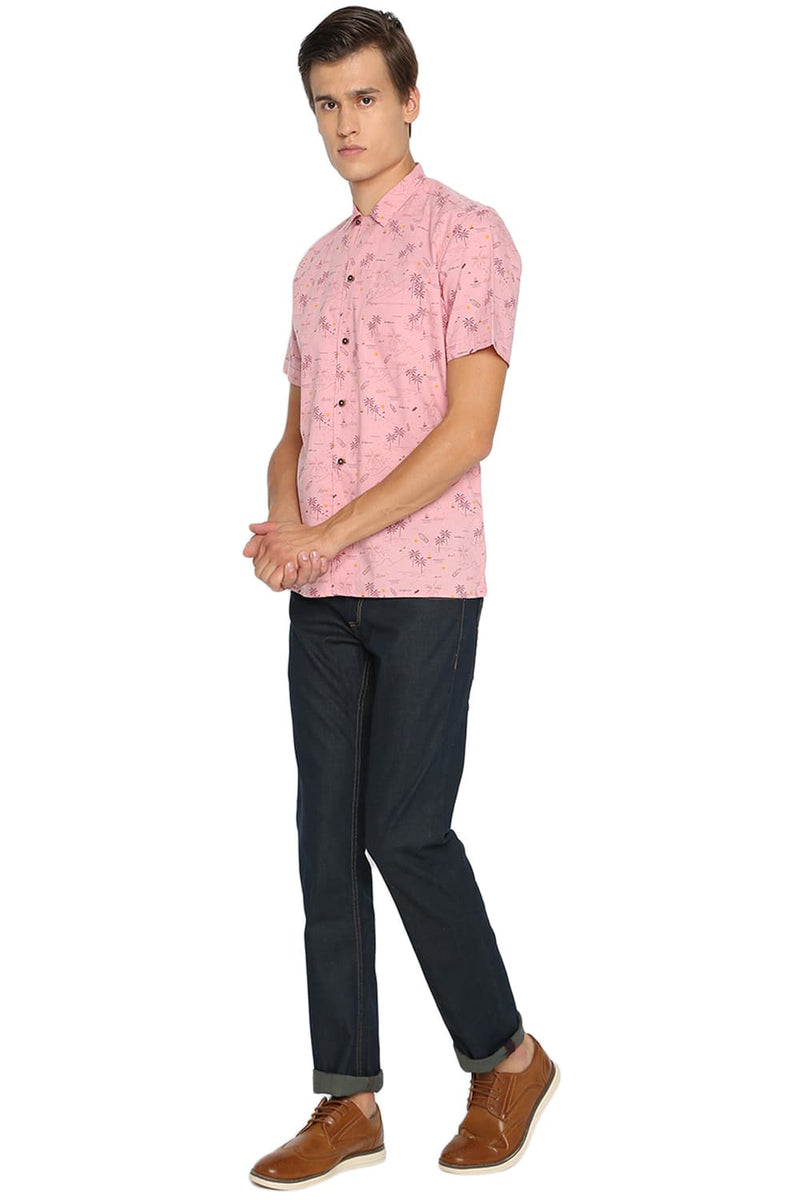 BASICS SLIM FIT PRINTED RESORT SHIRT