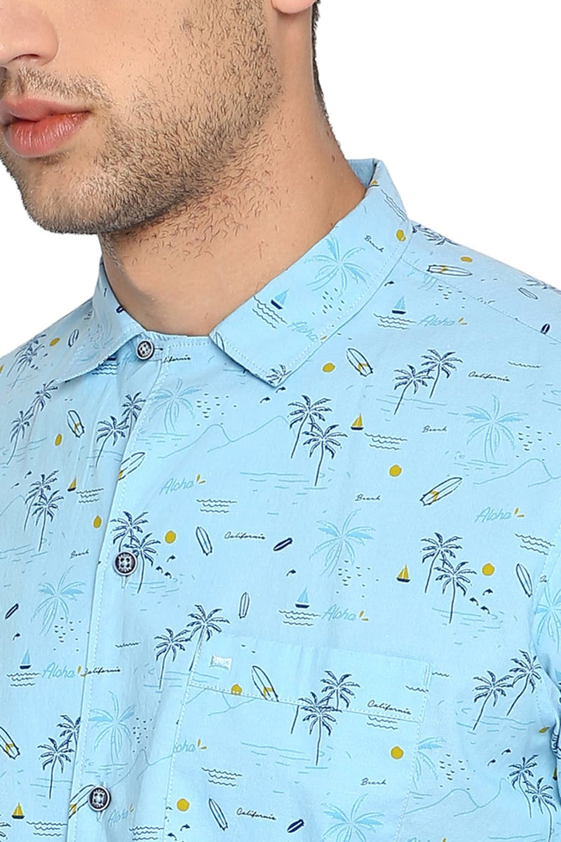 BASICS SLIM FIT PRINTED RESORT SHIRT