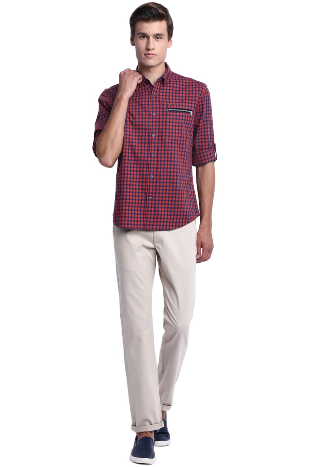 BASICS SLIM FIT CHECKS SHIRT