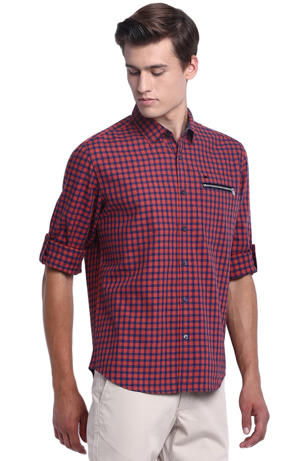 BASICS SLIM FIT CHECKS SHIRT