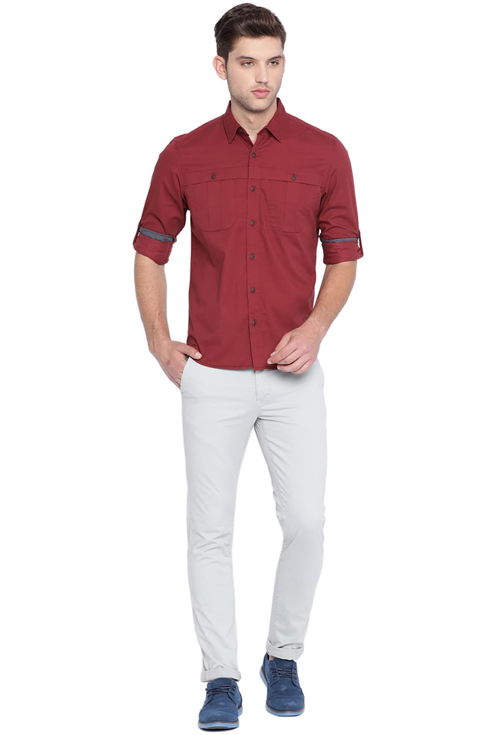 BASICS SLIM FIT TWILL SHIRT