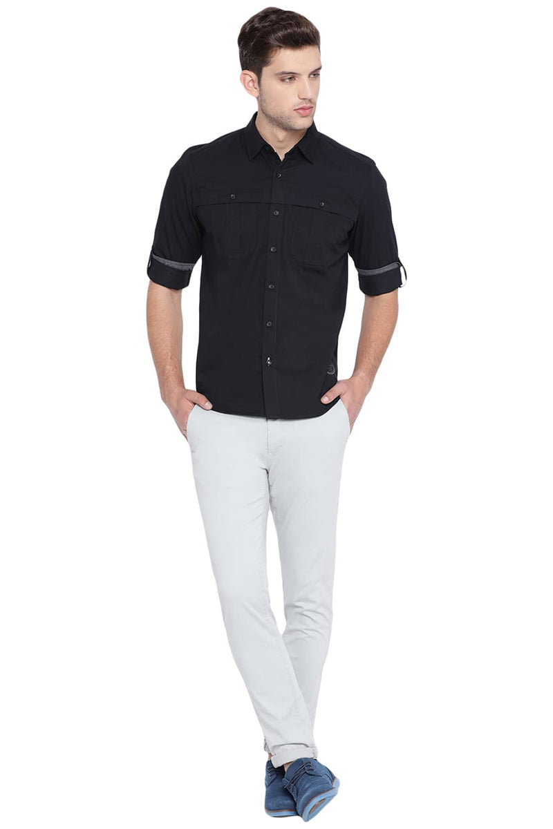 BASICS SLIM FIT TWILL SHIRT