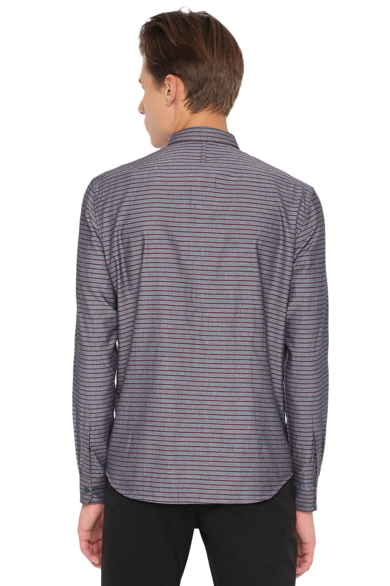 BASICS SLIM FIT WEFT STRIPES SHIRT