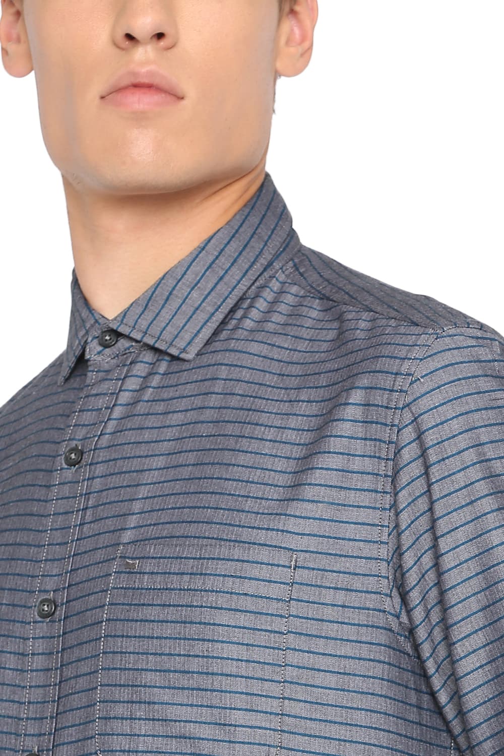 BASICS SLIM FIT WEFT STRIPES SHIRT