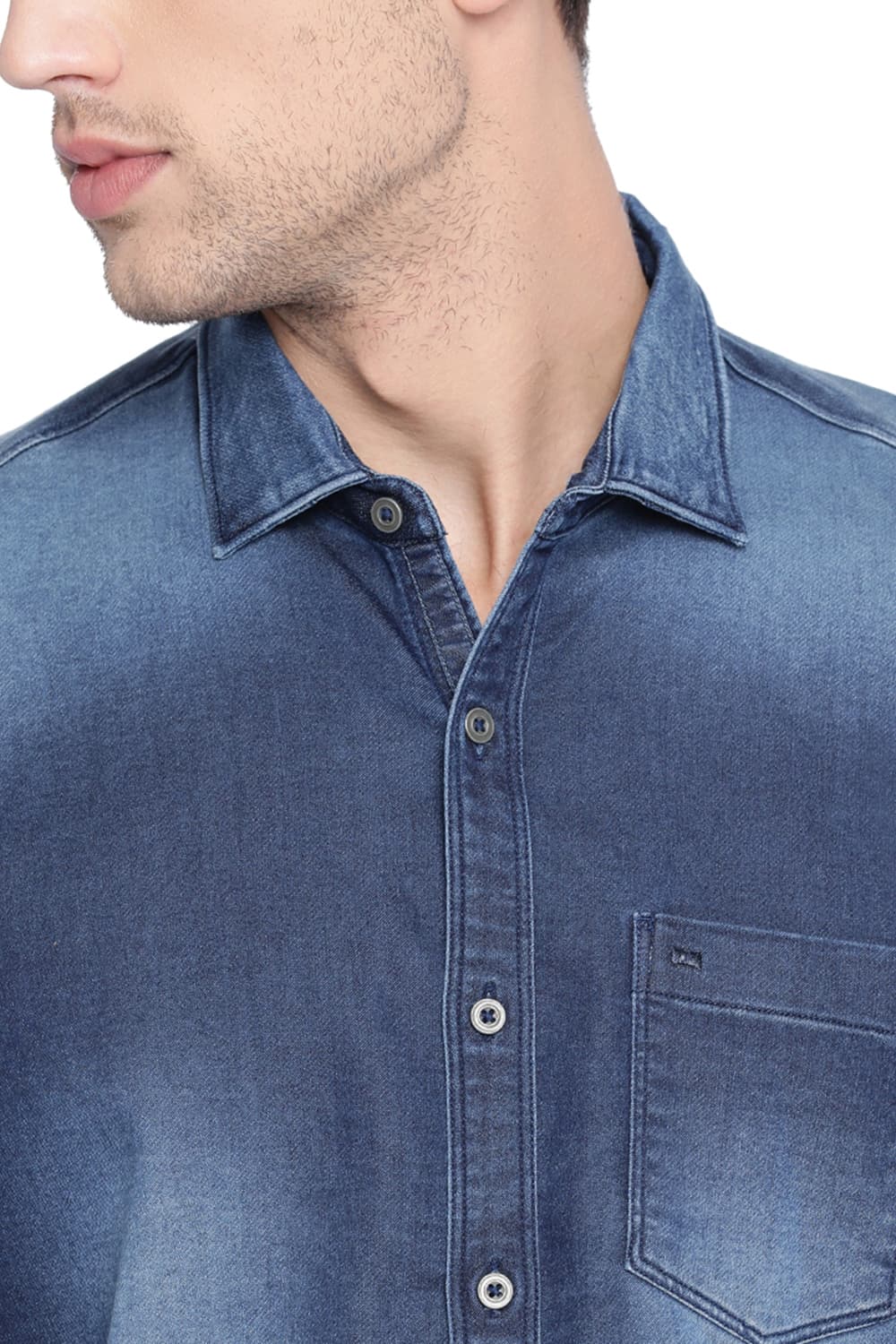 BASICS SLIM FIT INDIGO SHIRT