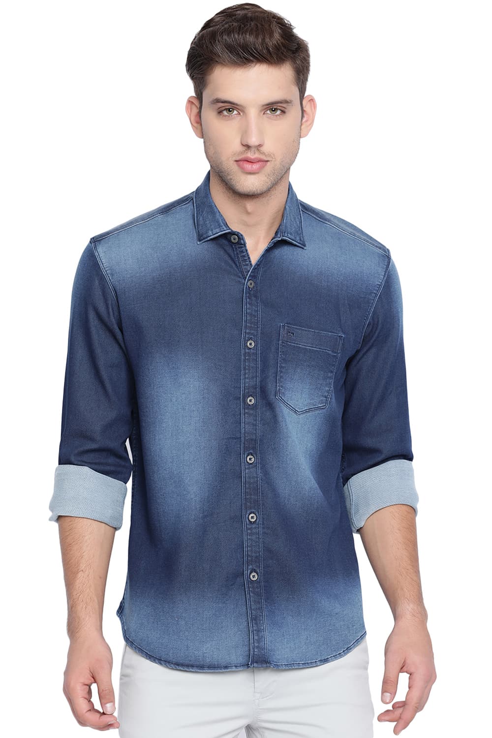 BASICS SLIM FIT INDIGO SHIRT