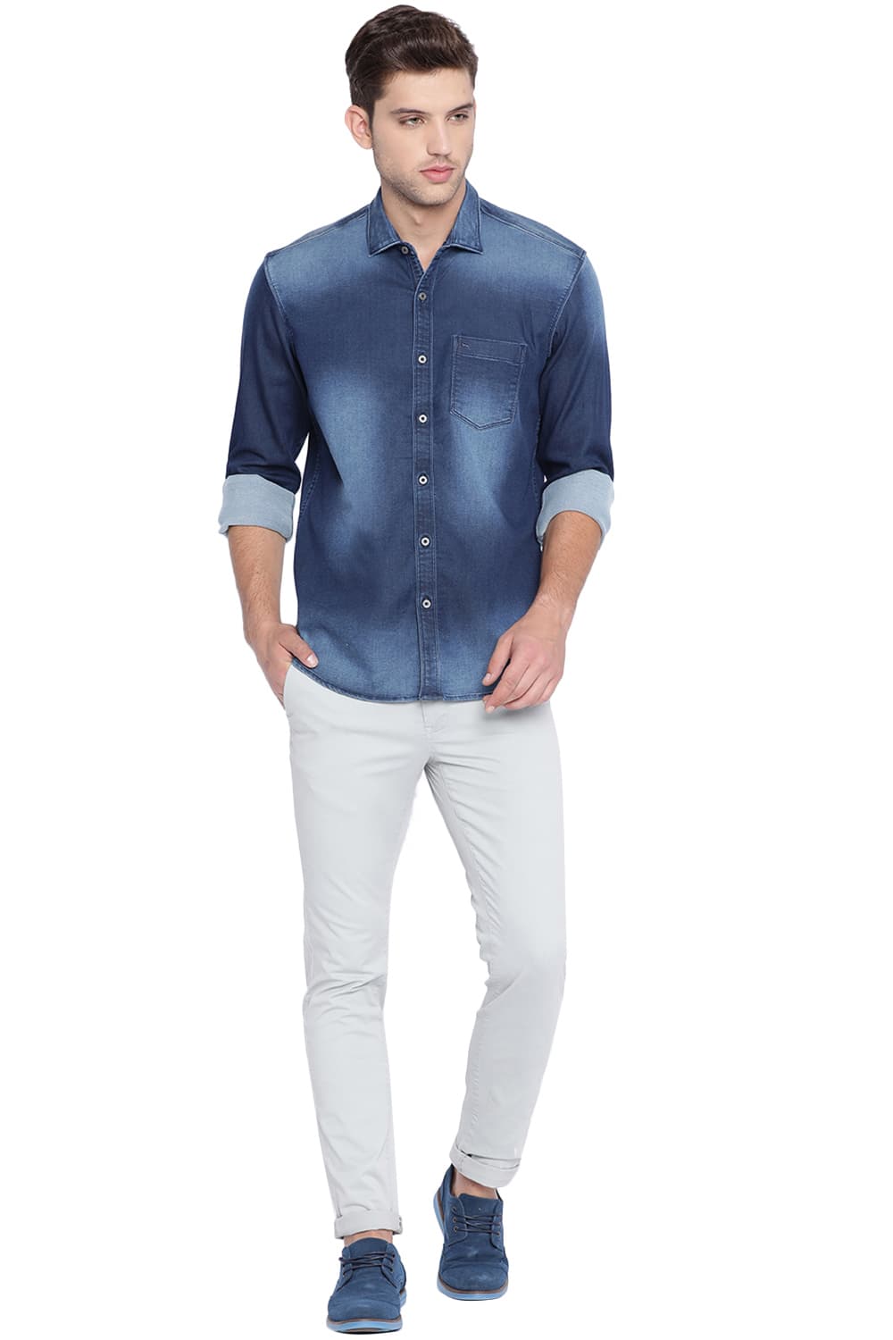 BASICS SLIM FIT INDIGO SHIRT