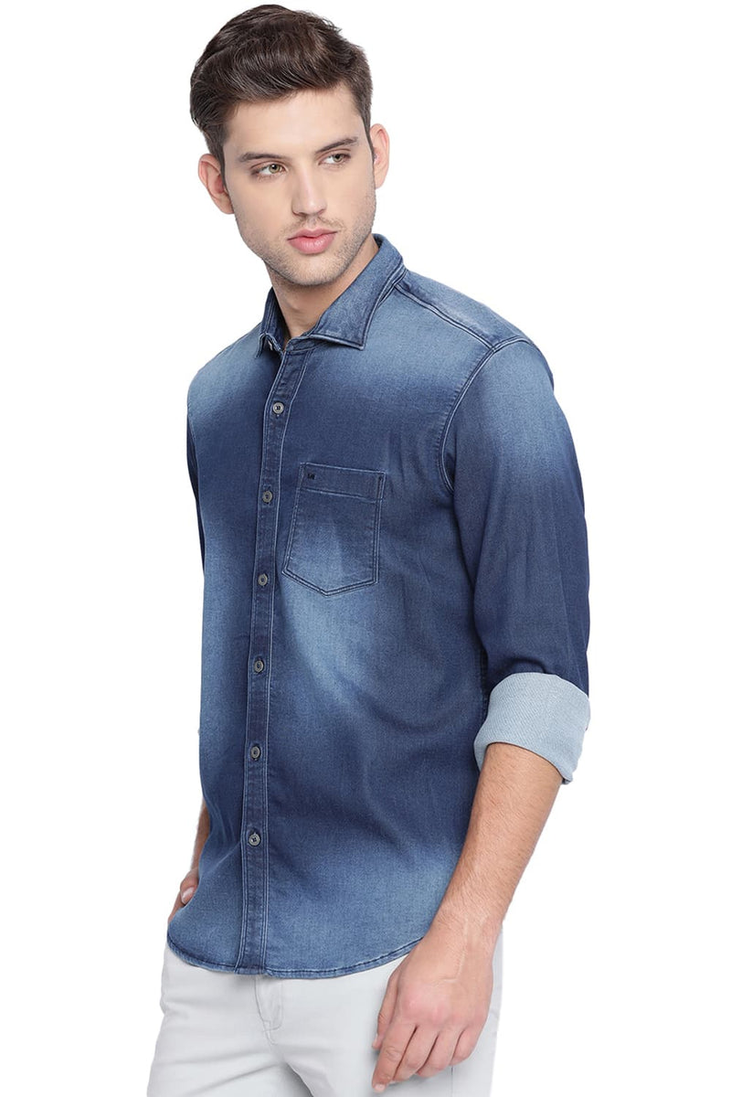 BASICS SLIM FIT INDIGO SHIRT