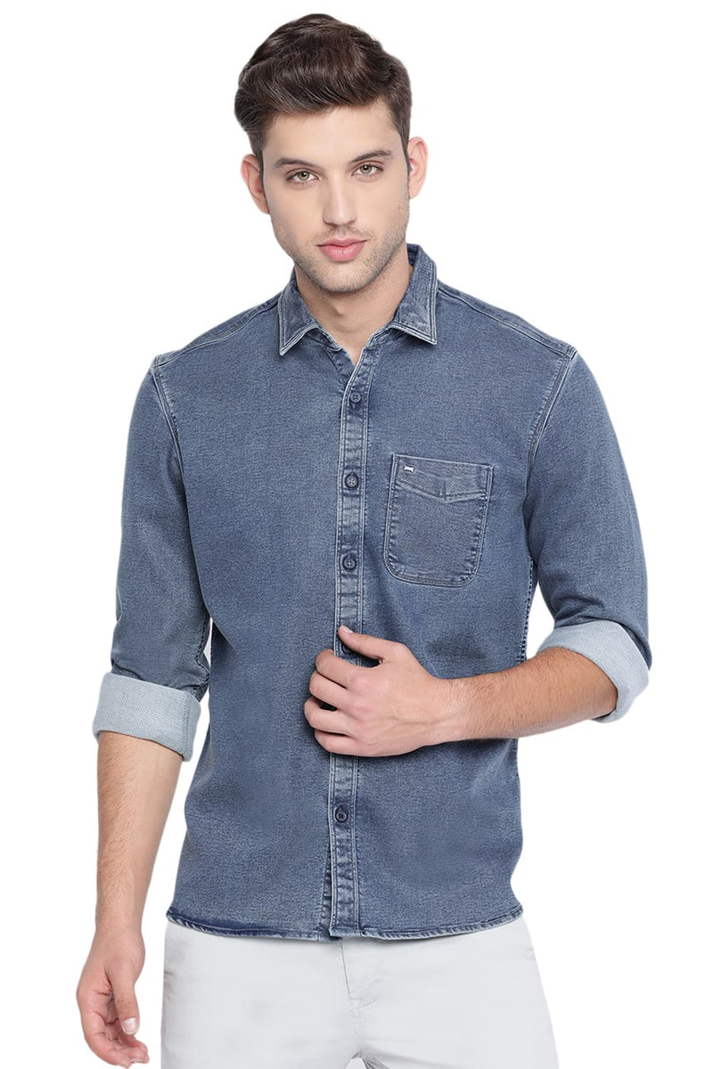 BASICS SLIM FIT INDIGO SHIRT