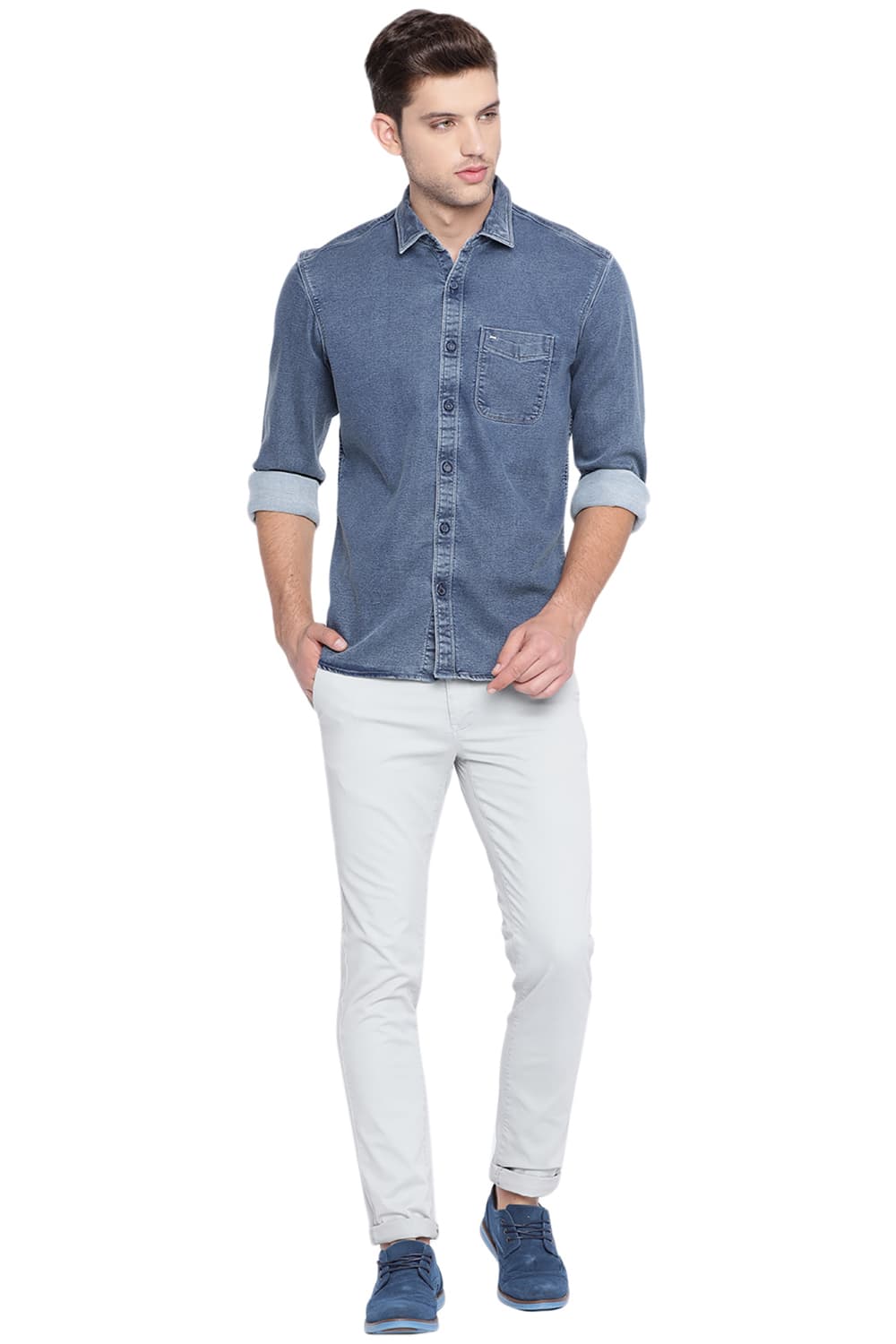 BASICS SLIM FIT INDIGO SHIRT