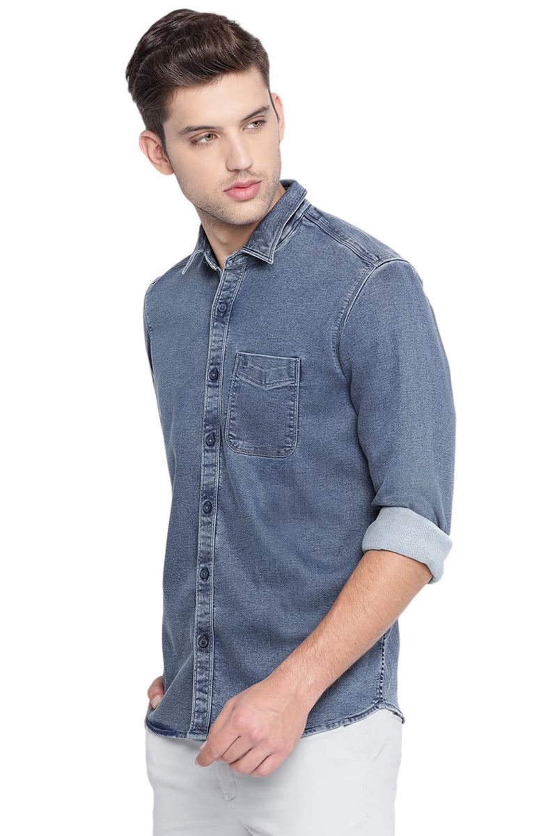 BASICS SLIM FIT INDIGO SHIRT