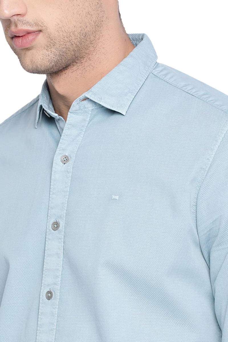 BASICS SLIM FIT DOBBY SHIRT