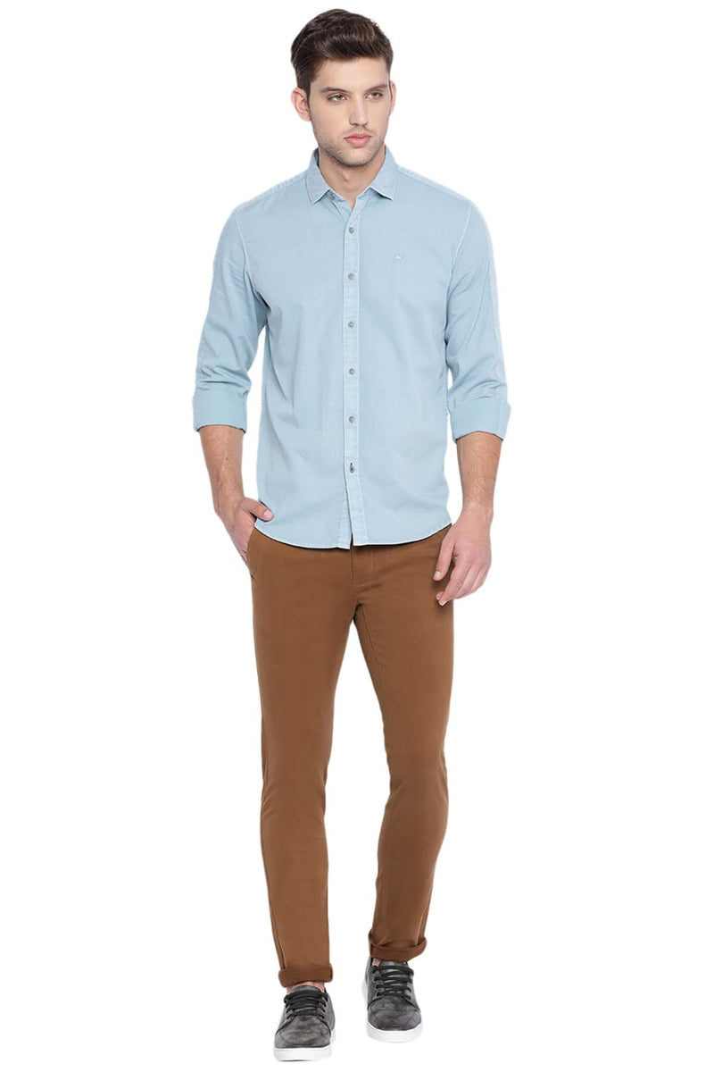 BASICS SLIM FIT DOBBY SHIRT