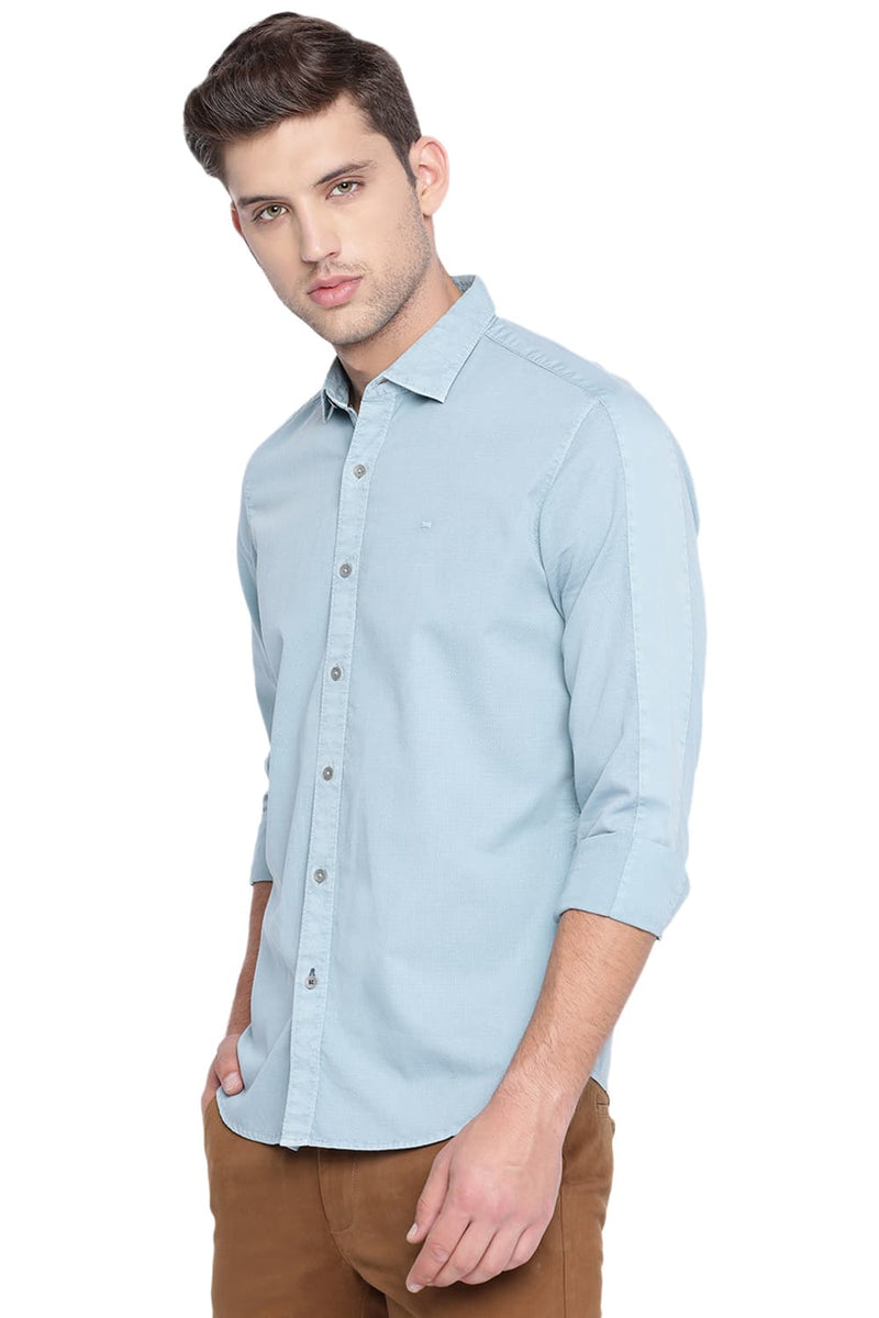 BASICS SLIM FIT DOBBY SHIRT