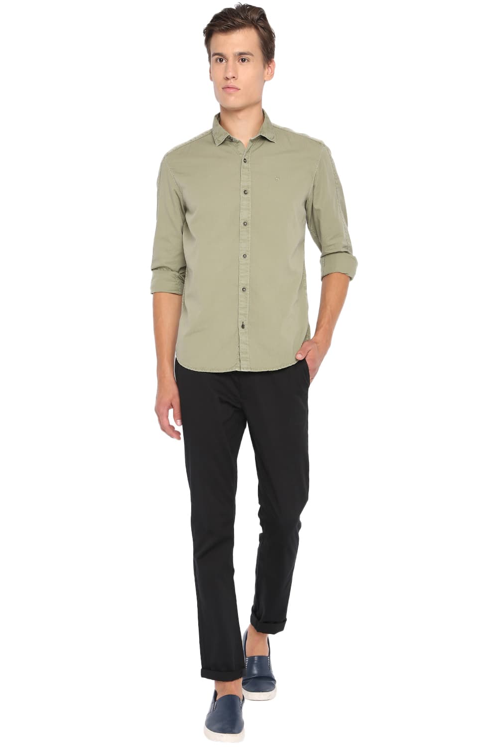 BASICS SLIM FIT DOBBY SHIRT