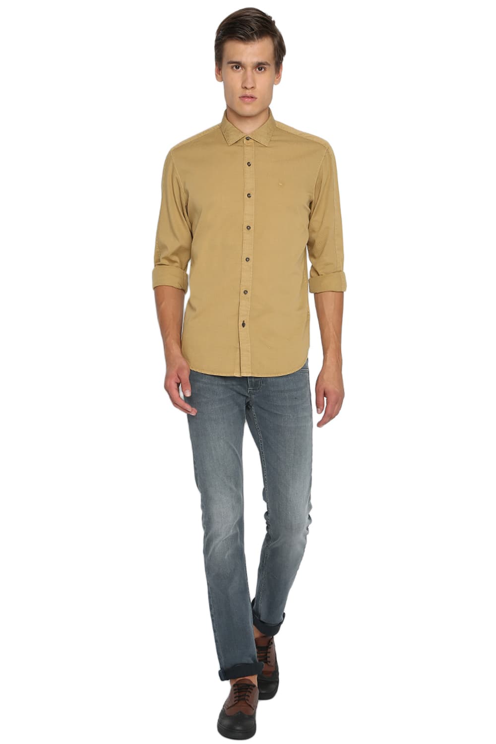 BASICS SLIM FIT DOBBY SHIRT