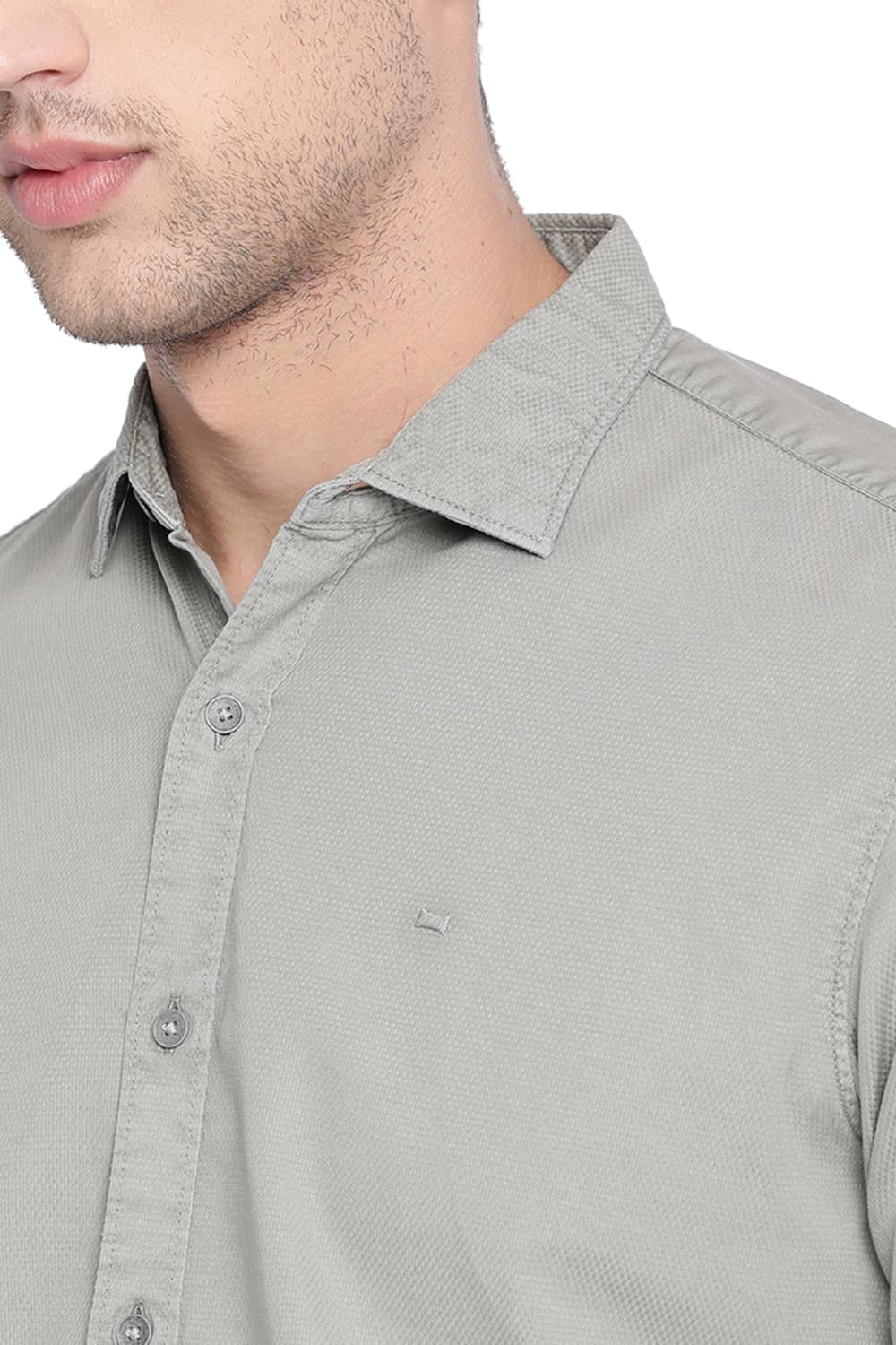 BASICS SLIM FIT DOBBY SHIRT