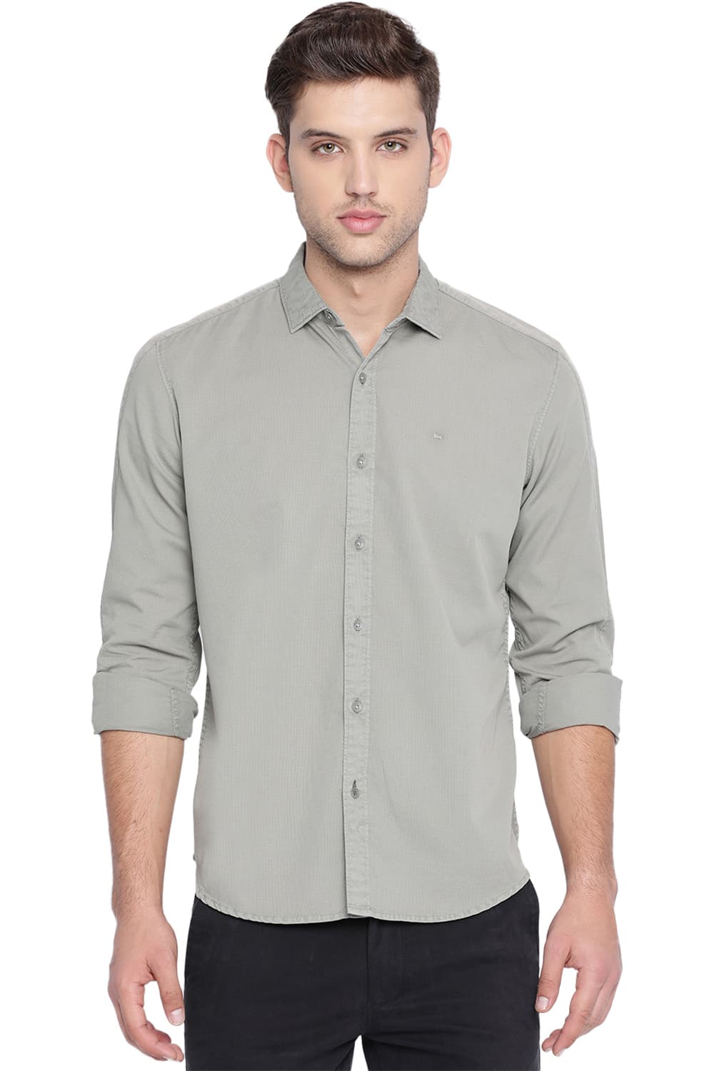 BASICS SLIM FIT DOBBY SHIRT